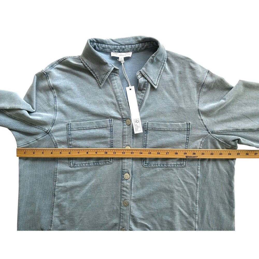 Jane & Delancey Women's Button Down Shirt Top Denim Look Plus Size 1X Light Blue - Picture 7 of 8